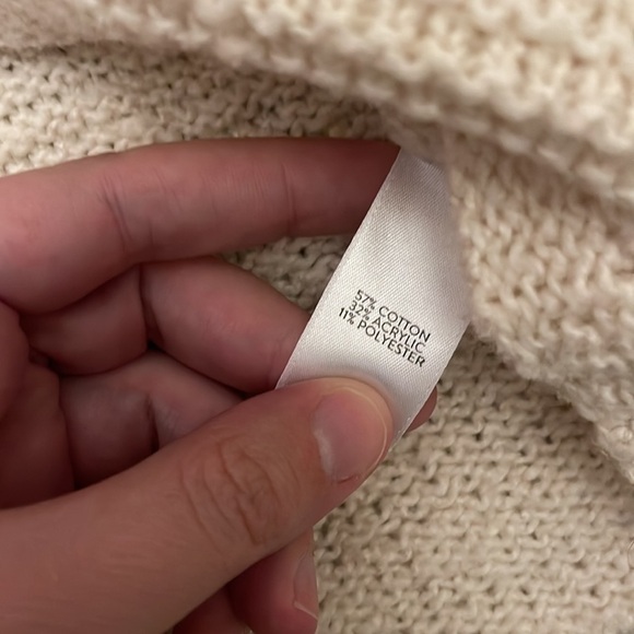 J. Jill Cream Cowl Neck Knit Sweater Size Small Cotton Blend - Picture 5 of 7